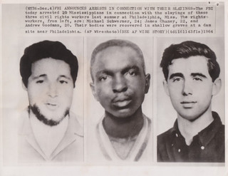1964 Press Photo FBI Announces Arrests in the "Mississippi Burning" Victims