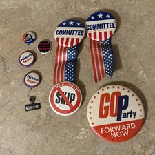 Lot Of 9 Political Pins  Buttons From The 1960s-70s Nixon Agnew GOP Etc