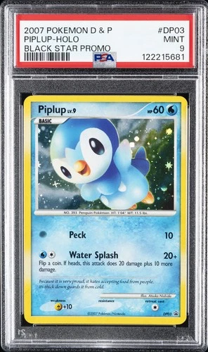 2007 POKEMON DIAMOND & PEARL BLACK STAR PROMO #DP03 PIPLUP-HOLO PSA 9