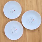 Red-nose Reindeer Ceramic Dessert Plates Set of 3 Red Rim Winter Holiday
