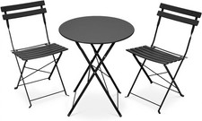 3 Piece Folding Bistro Set with Round Garden Table and Chairs Outdoor Patio Set