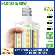100W/80W/60W LED Corn Light Bulb Warehouse Workshop Fixture 4500/5000/5700K E39