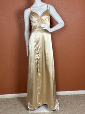 Azazie Calissa Stretch Satin Bridesmaids Dress Size A2 Gold