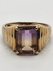 10k Solid Yellow Gold 2.90ct Emerald Cut Ametrine Solitaire Ring Size 6.75 — photo 6