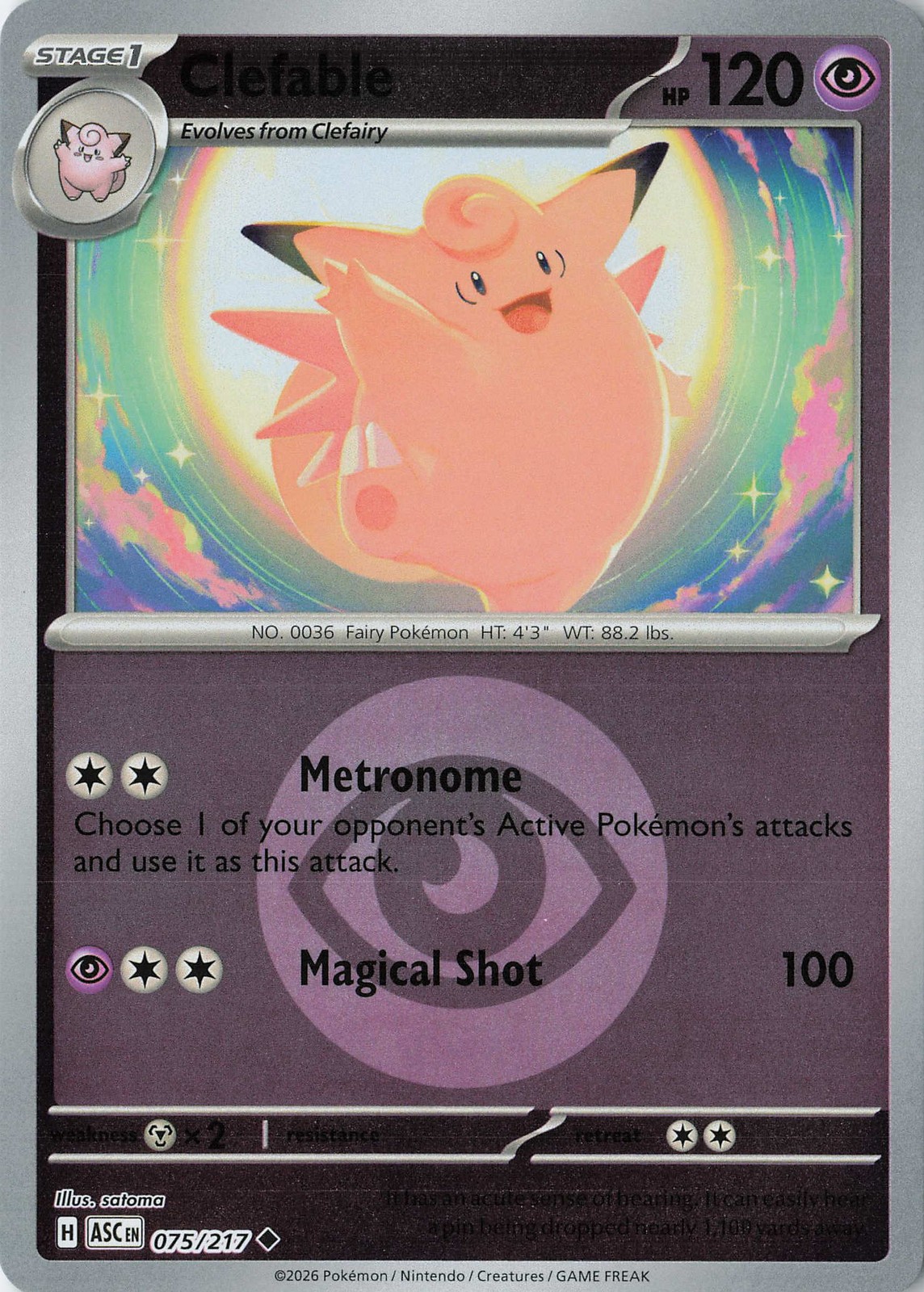 Clefable (Energy Symbol Pattern) Uncommon ME: Ascended Heroes 075/217 NM