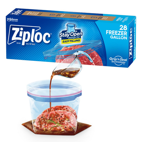 Gallon Food Storage Freezer Bags, Stay Open Design with Stand-Up Bottom, Easy...