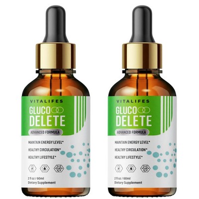 (2 Pack) Gluco Delete Drops, GlucoDelete Premium Liquid Drop Vitamin Supplement