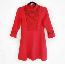 Zara Basic Collection Dress Women's Red Fit and Flare Short Bell Sleeves Dress M