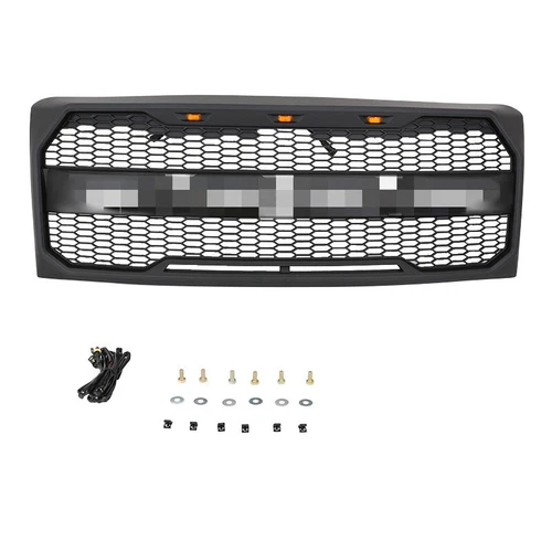 Parrilla de malla de parachoques delantera negra con luz LED para F150 2009-2014 - Imagen 2 de 12