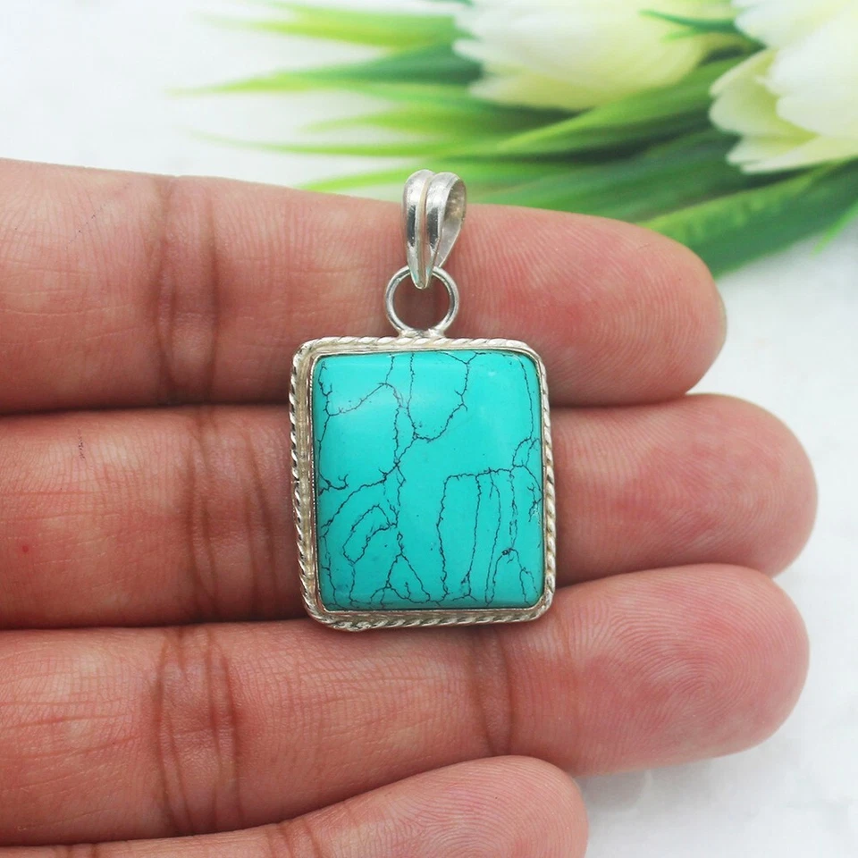 Silber Türkis Halskette 925 Sterling Handmade Schmuck Edelstein Halskette - Bild 2 von 2