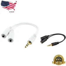 3.5mm Stereo Audio Male to 2 Female Headset Headphone Splitter Cable Adapter US