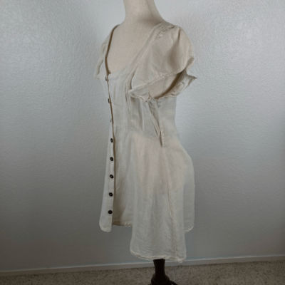 linen mini dress spaghetti strap Linen Mini Dress in Black