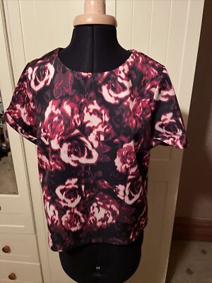 Dorothy Perkins Damen Top Größe 12 Rosa Mix Blumenmuster Scuba Stretch Kurzarm