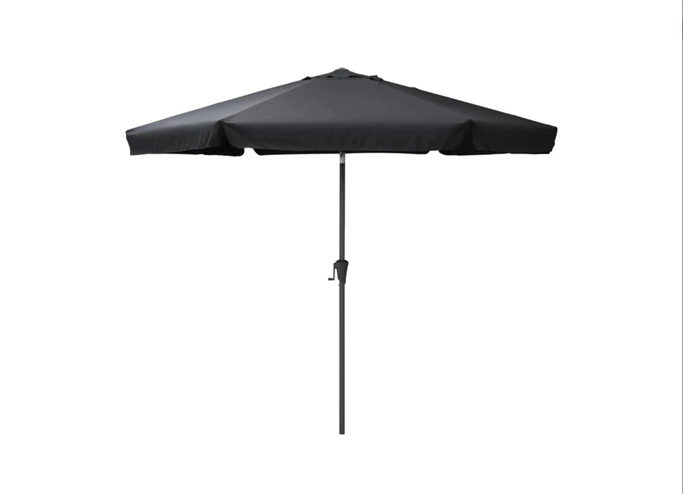 CorLiving Round 10ft Fabric Canopy Tilting Market Patio Umbrella Black - Image 2 of 4