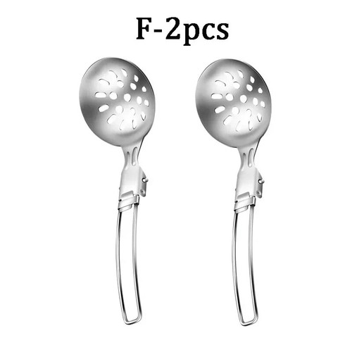 Stainless Steel Field Kitchenware Camping Folding Soup Ladle Funnel Spoon New - Picture 20 of 21