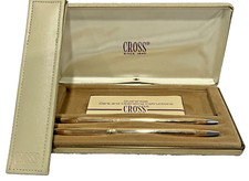 Cross Ladies Set 14k Gold Ballpoint Pen  0.5m Pencil In Box Made In Usa Mint 