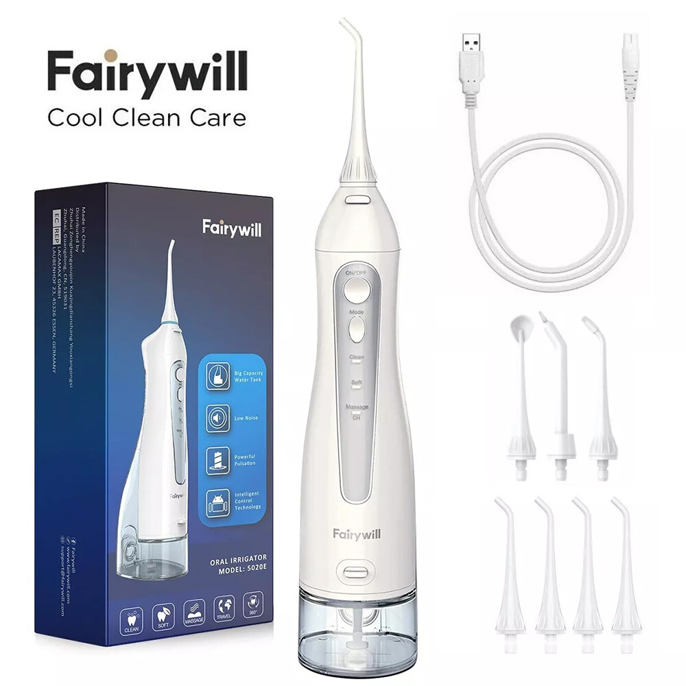Fairywill Cordless Water Flosser Dental Oral Irrigator Travel Teeth Cleaner Pick