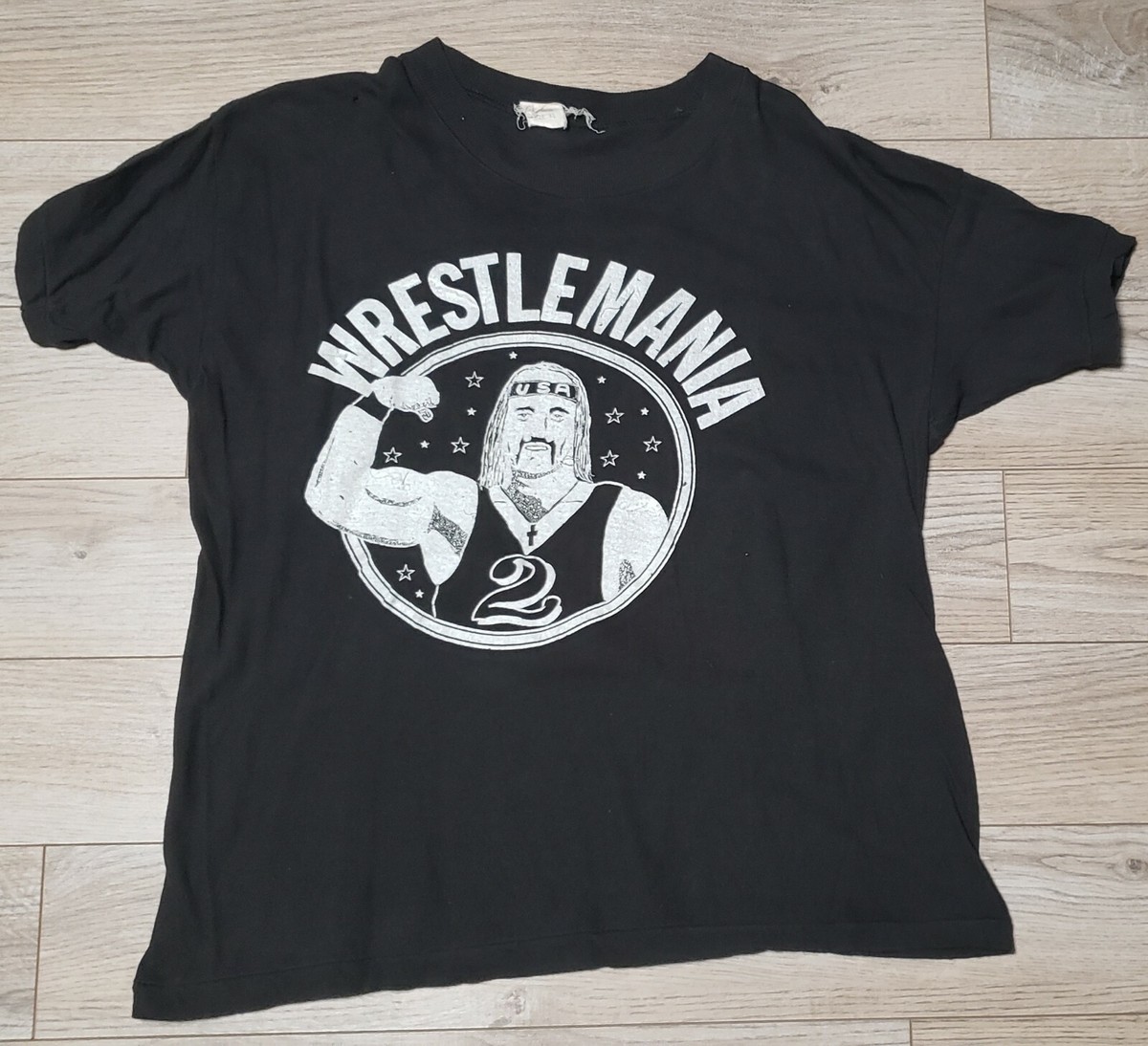 Hulk Hogan Vintage Bootleg Rap Tee Wrestlemania Wrestling T Shirt WWF WWE
