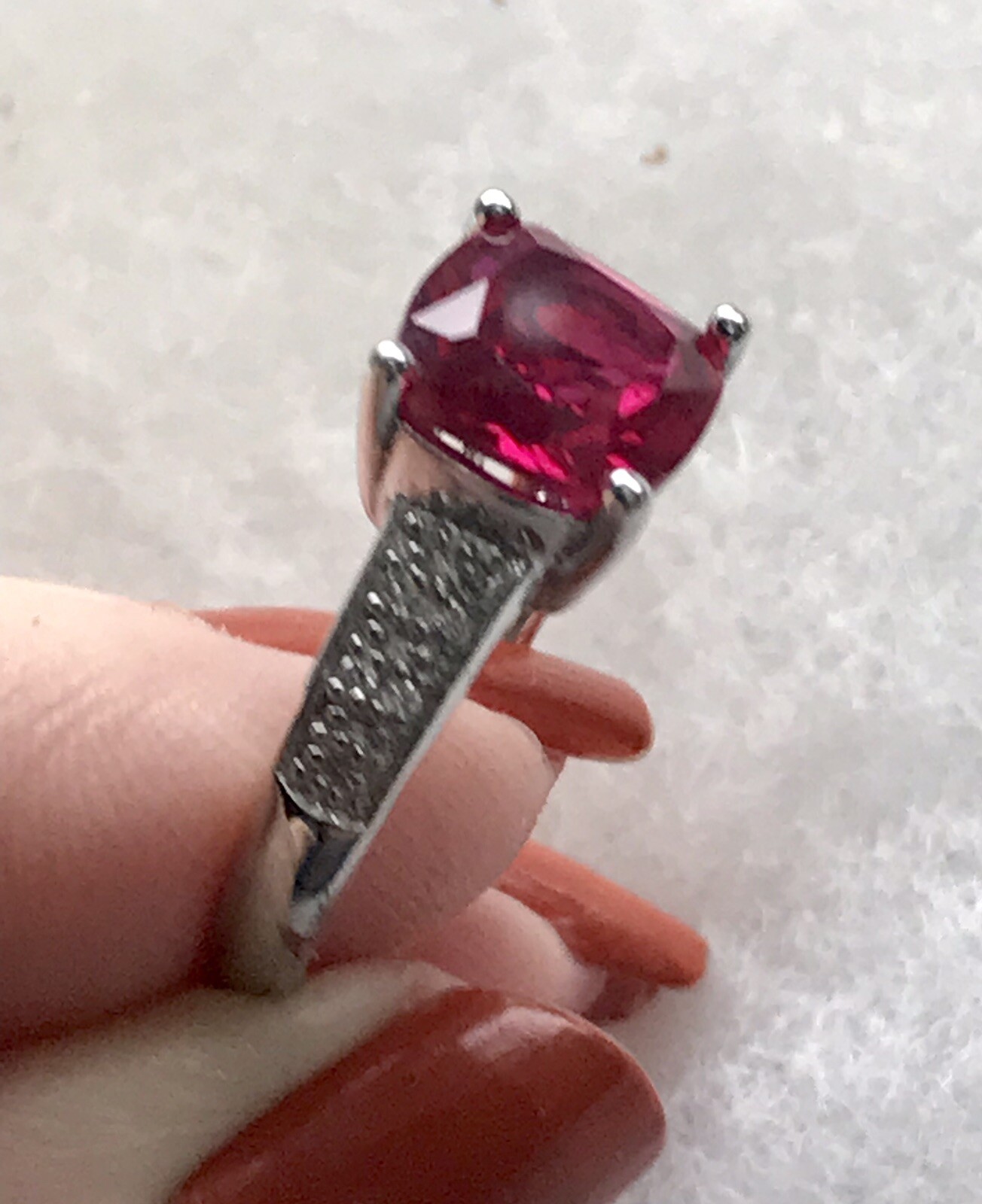 STS Sterling Silver ring Red “ Ruby”Stone size 6 - image 4