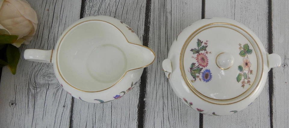 Azúcar y crema vintage Wedgwood " Devon Sprays" W4076 Foto 3 de 4