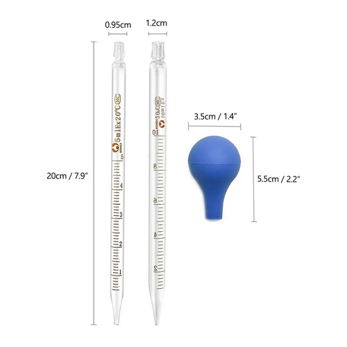 5/10ml Glass Pipette Graduated Pipettes Dropper With Big Rubber Cap For Liquid - Picture 5 of 10