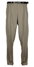 Mens Trousers Taupe Dress Pants Pleated Slacks W/ Brown Belt New Sizes 30 to 42
