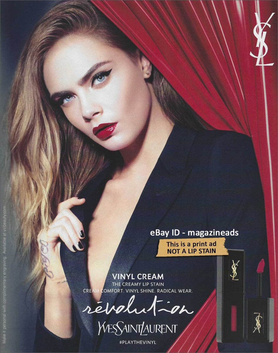 YVES SAINT LAURENT Beauty 1-Page PRINT AD 2016 CARA DELEVINGNE