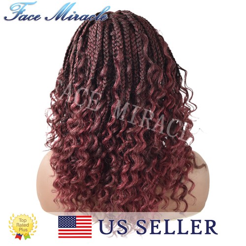 18" Box Braided Wig for Black Women Lace Front Hand Braids Synthetic Twist Wigs - Picture 6 of 28