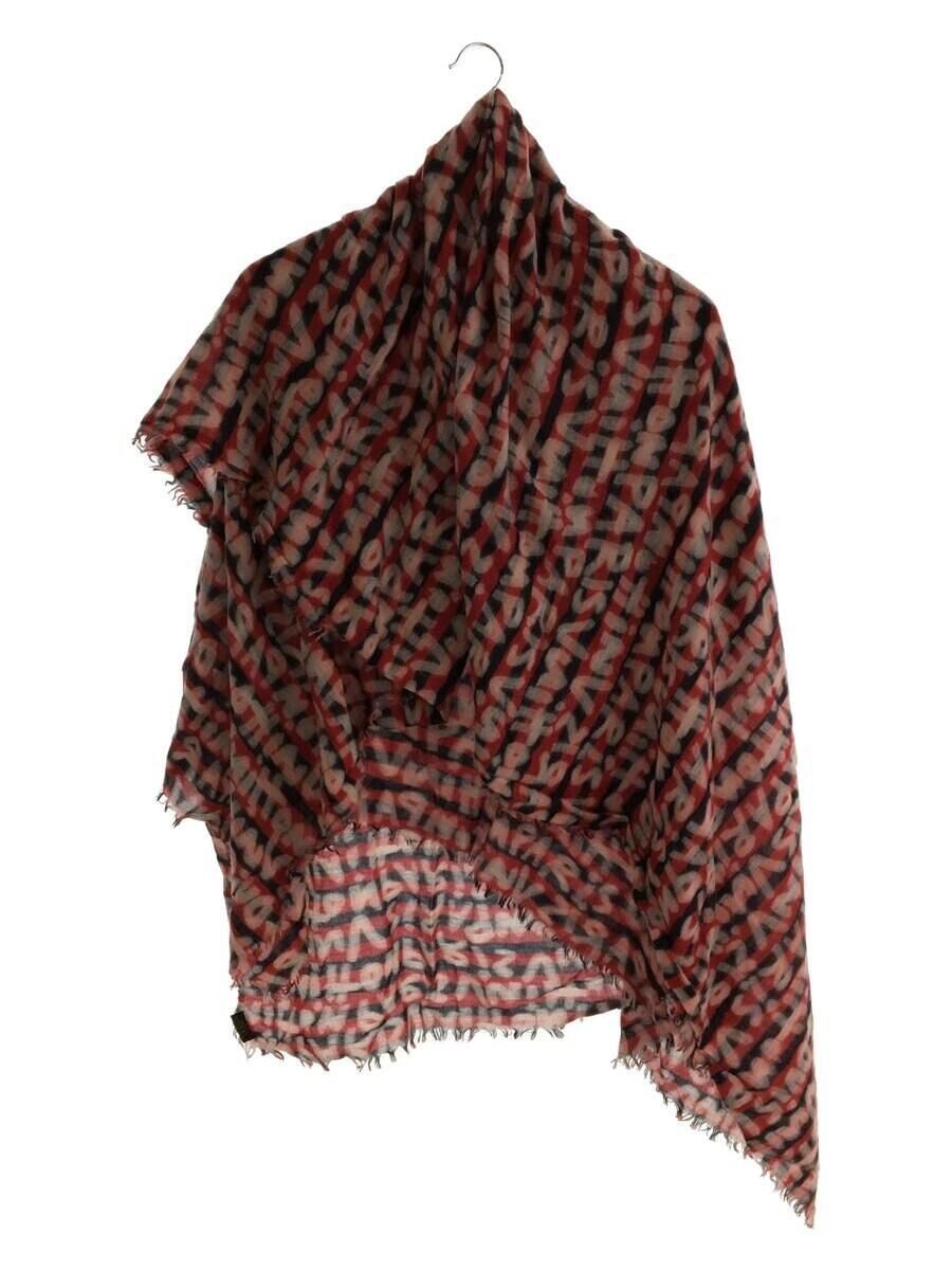 LOUIS VUITTON Women's Graffiti Border Wool Red Scarf Used