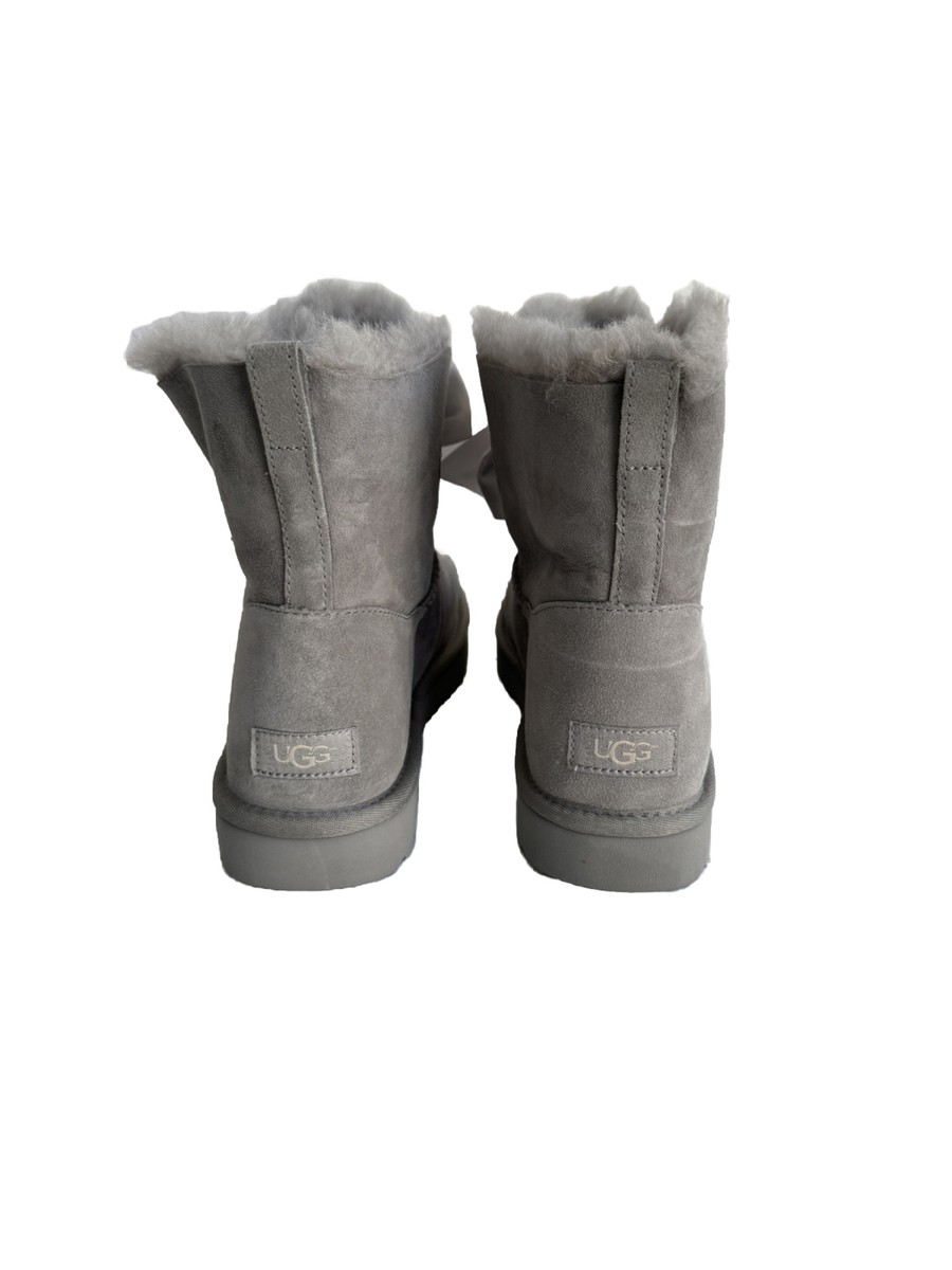 UGG GITA BOW MINI SEAL GREY GRAY SUEDE SHEARLING LINED Boot US 11