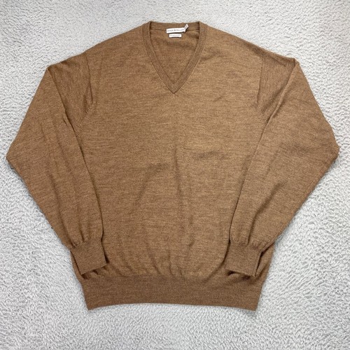 Peter Millar Sweater Men XL Extra Fine Merino Wool Brown V Neck Pullover MC00S31 - Picture 2 of 13