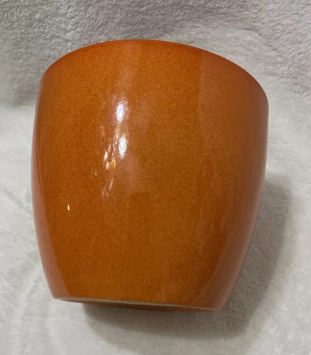 Orange Planter Flower Pot/bowl made in Germany 5 1/4 Tall And 5 1/4 Wide. - Picture 5 of 6