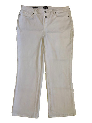 NYDJ Marilyn Straight Size 18 (38x26) Lift Tuck White Stretch Jeans Button Fly