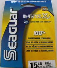 SEAGUAR INVIZX 100% FLOUROCARBON LINE 15# TEST CLEAR 200 YARD FILLER SPOOL