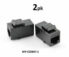 2-PACK CAT6 Female/Female RJ45 Ethernet Black Keystone Jack Coupler, WP-C02BKT-2