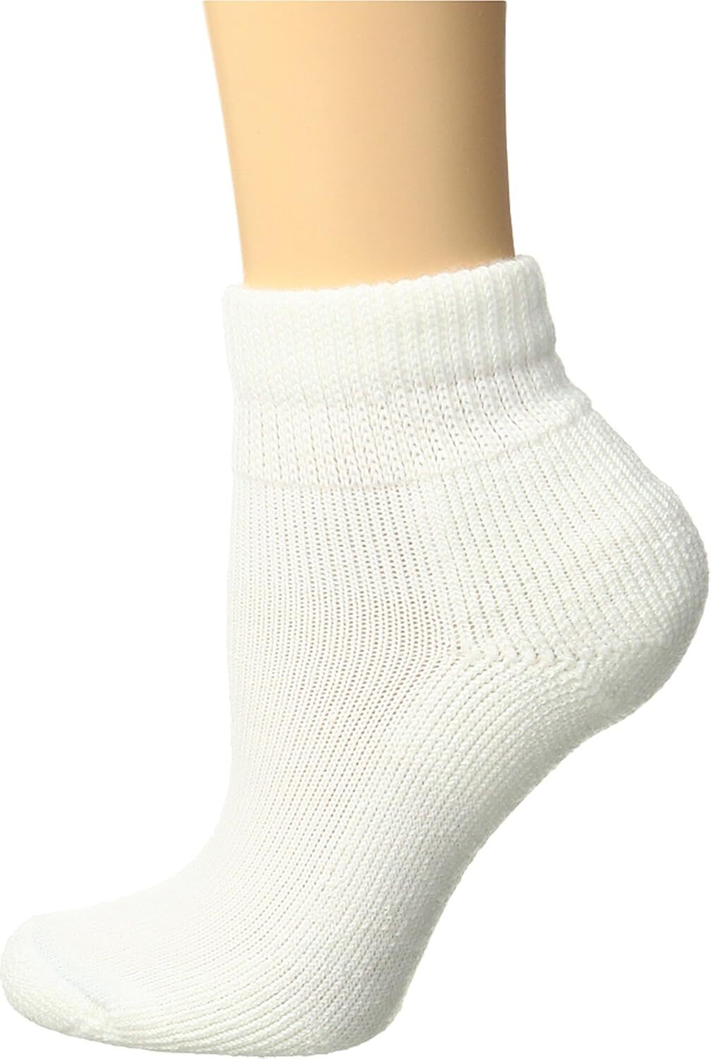 thorlos womens Hpmw Max Cushion Advanced Diabetic Ankle Casual Sock, White, Larg