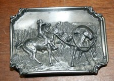 SISKIYOU 1989 CMR NAVAJO WILD HORSE HUNTER BELT BUCKLE 2 1/2" X 3 1/8"