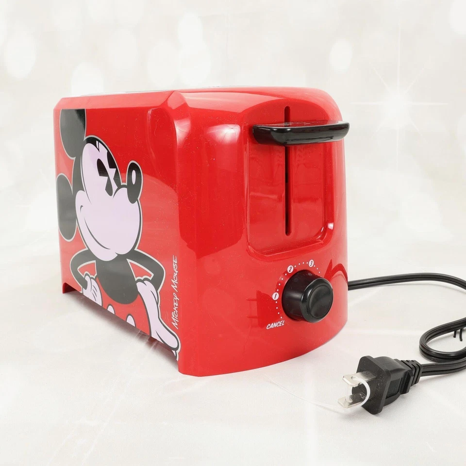 Disney Mickey Mouse Gráfico DCM-21 Impresión 2 Rebanadas Tostadora Roja Negra Antideslizante Foto 3 de 4