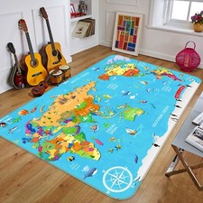 3D Cartoon World Map NAO1826 Game Rug Mat Elegant Photo Carpet Mat Fay