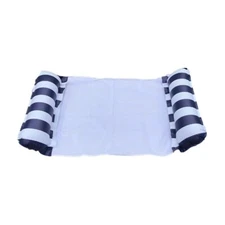 PVC Inflatable Pool Float Lounge Chair Blue White Stripe Water Hammock