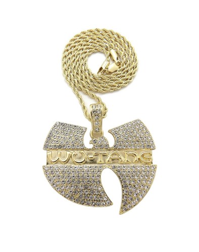 New Iced Wu Tang Pendant 18" 20" 24" Box Rope Cuban Chain Hip Hop Necklace XZ418 - Picture 12 of 31