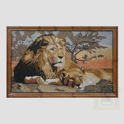 Löwe und Löwin Marmor Stein Mosaik Kunst