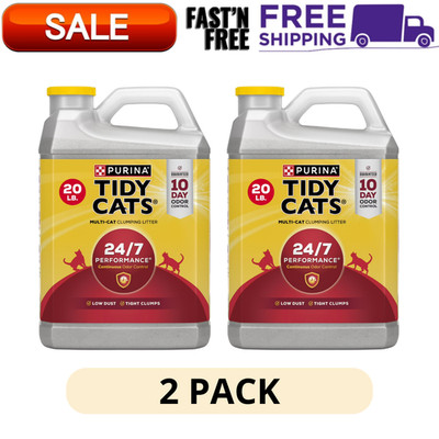 2 PACK Purina Tidy Cats 24/7 Clumping Cat Litter, Low Dust, Deodorizing, 20 lb