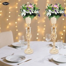 6Pc Gold Iron Floral Vases Set 59 Cm Tabletop Centerpiece For Parties