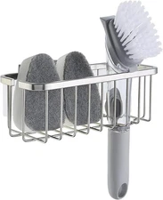 NeverRust Sink Sponge Holder Organizer - Adhesive Mount 7.4x3.3x2.75 inches