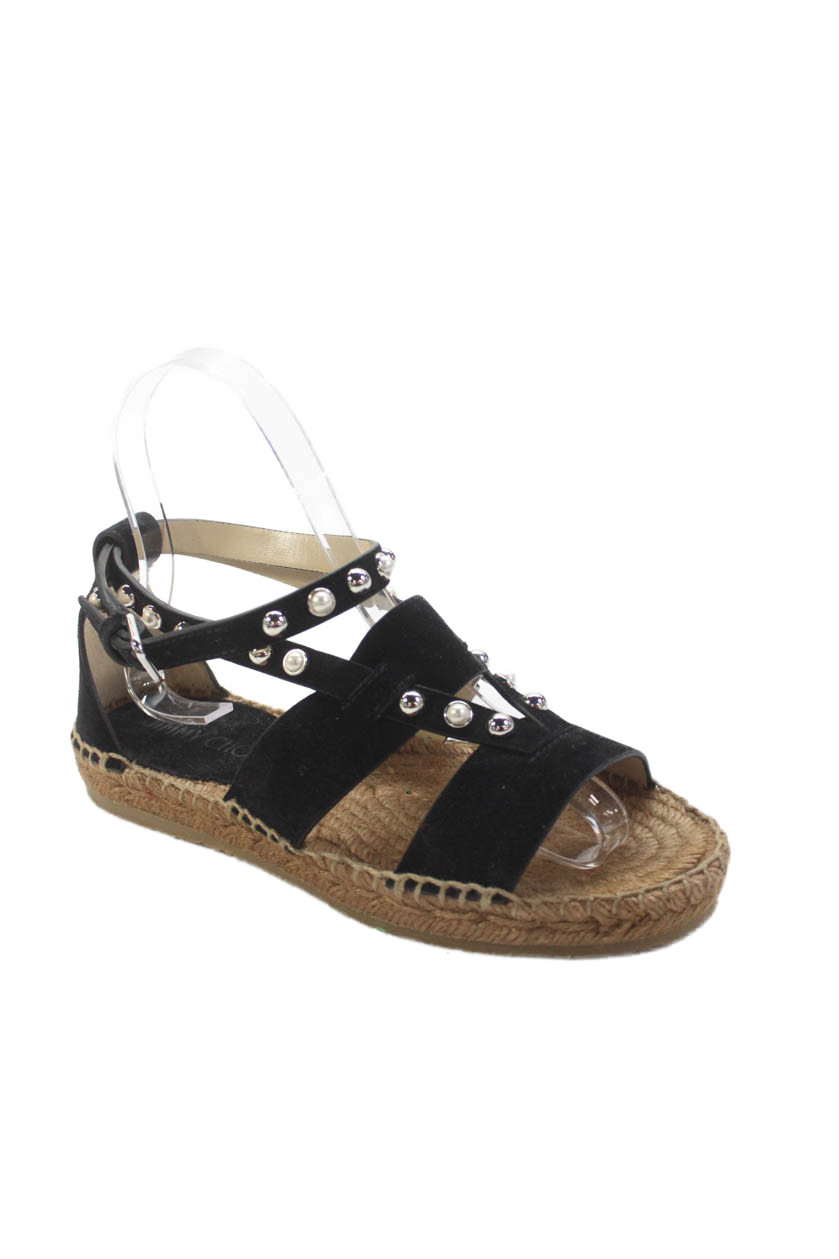 Jimmy Choo Womens Suede Studded Espadrille Sandals Black Size 34 4Free Shipping in US $100+ Orders | $6.95 Orders Below