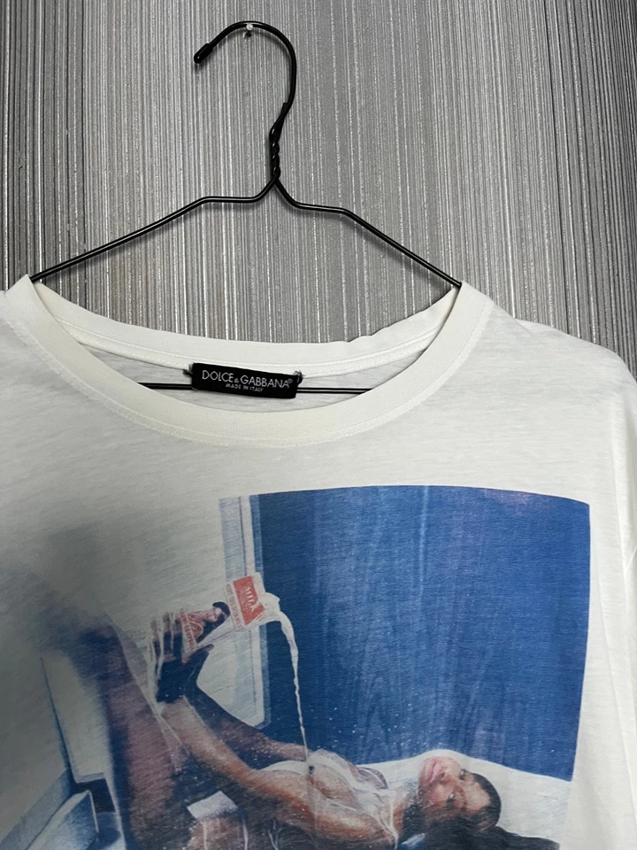 КУЛЬТОВЫЙ АРХИВ! Винтажная футболка D&G 90-е Y2K молочная фотопечать Dolce and Gabbana - Изображение 4 из 4