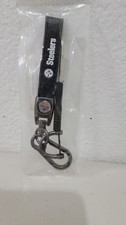 Pittsburgh Steelers Keychain Lanyard Black Leather Strap Key Ring NFL Carabiner