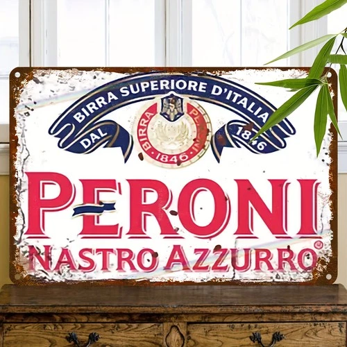 2D Flat - Vintage Peroni Nastro Azurro  Wall Tin Metal Signs Home Décor Aluminum