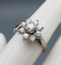 Vintage Cluster Floral Clear CZ Sterling Silver 925 Ring Size 6